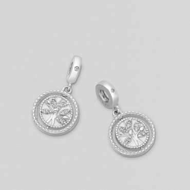 Srebrni obesek drevo življenja - Family is a circle of love