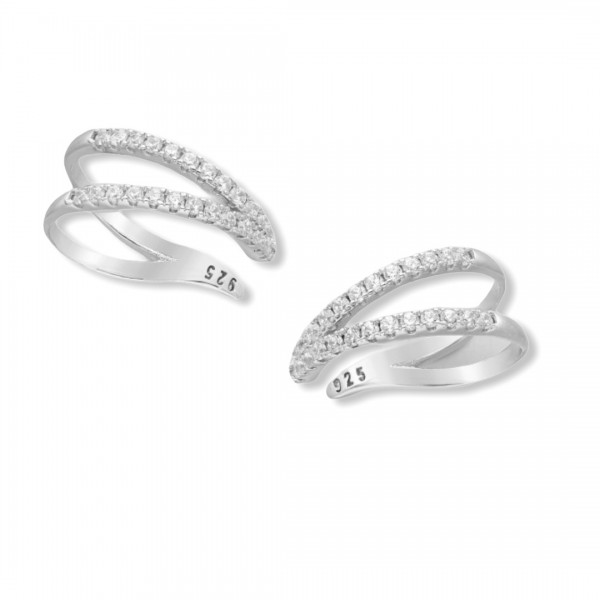 Manšetni srebrni uhani okrašeni s cirkoniji