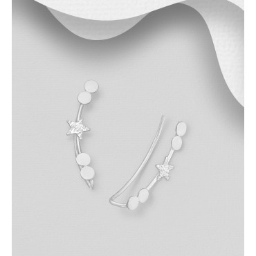 Manšetni srebrni uhani s krogci in zvezdico