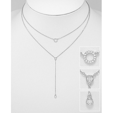 Srebrna ogrlica z obeski s cirkoniji