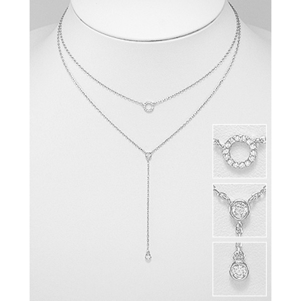 Srebrna ogrlica z obeski s cirkoniji