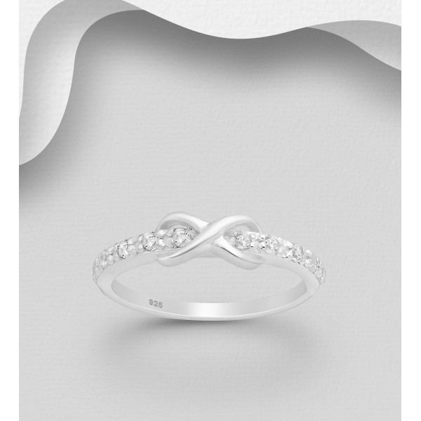 Srebrni prstan -  neskončnost okrašen s cirkoniji